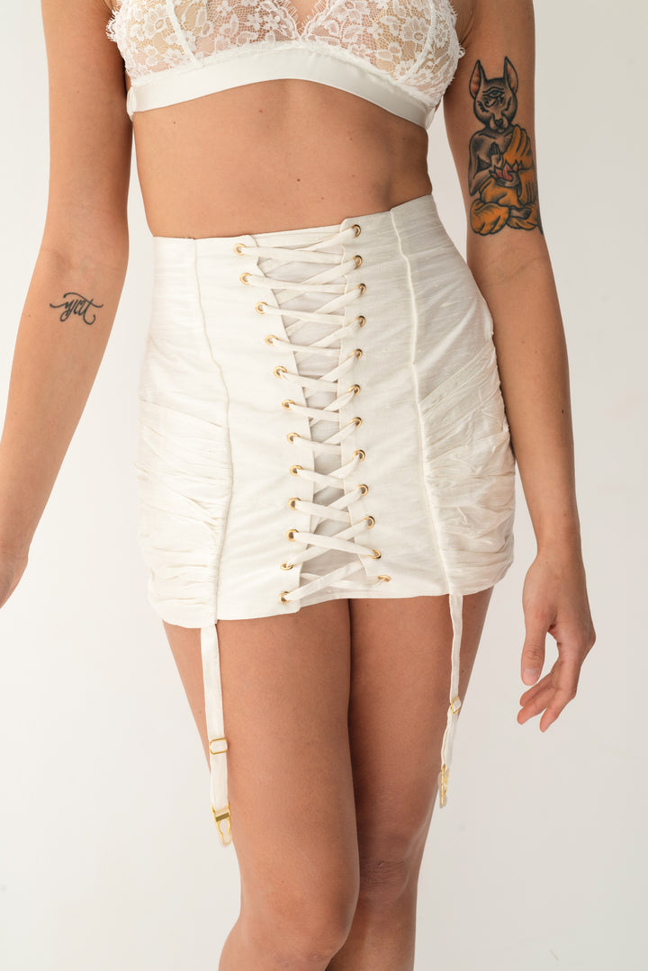 Silk Époque Skirt in Ivory