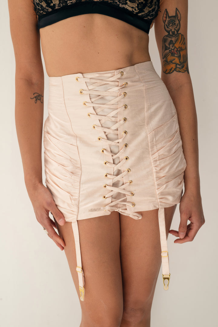 Silk Époque Skirt in Rosy Pink