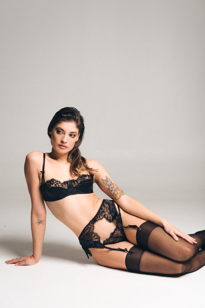 Lunar Eclipse Balconette Bra in Onyx