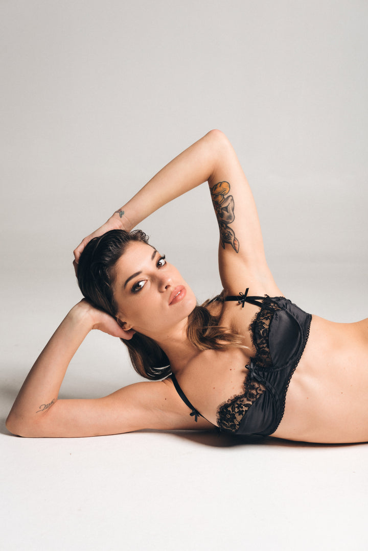 Goddess of Night Set 5 - Balconette Bra, Thong and Garter Belt