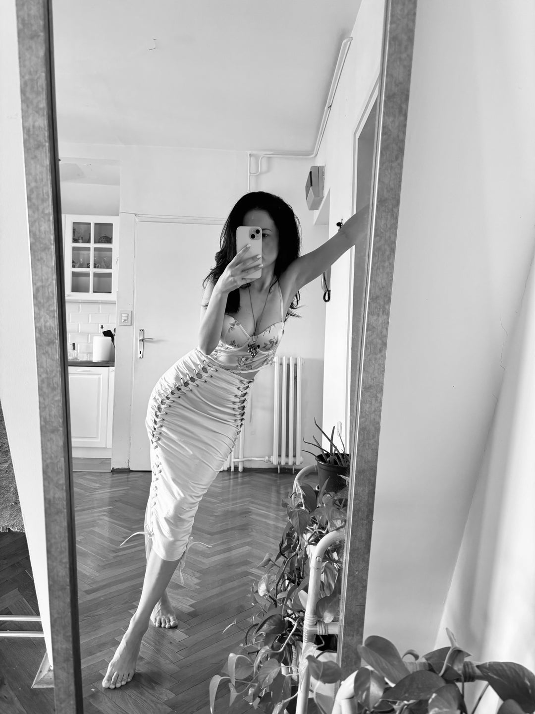 Silk Époque midi suknja u crnoj boji