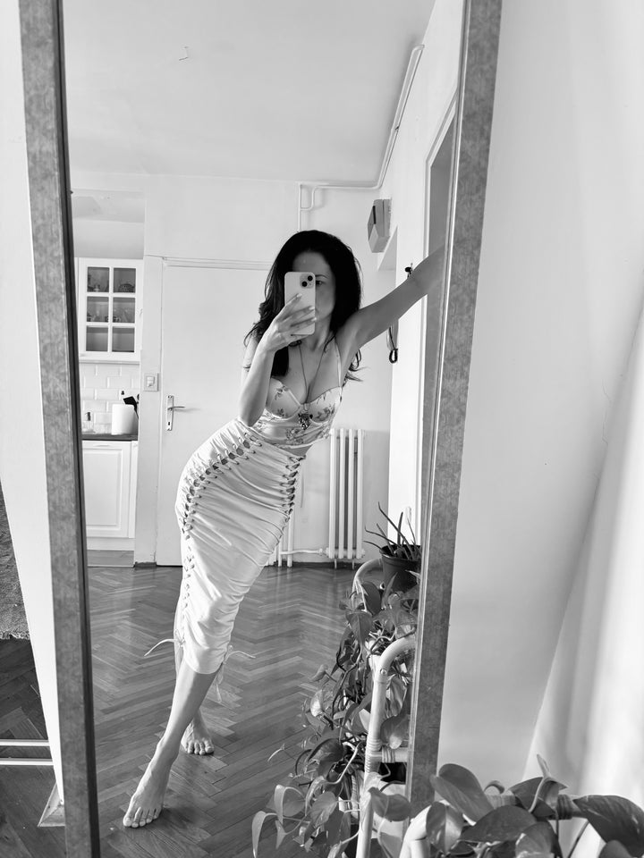 Silk Époque midi suknja u crnoj boji
