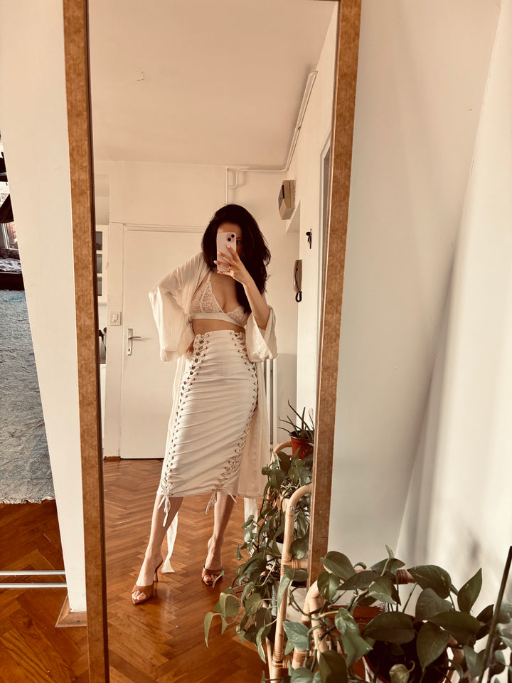 Silk Époque midi suknja u crnoj boji