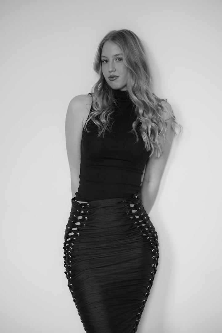 Silk Époque midi suknja in crnoj boji